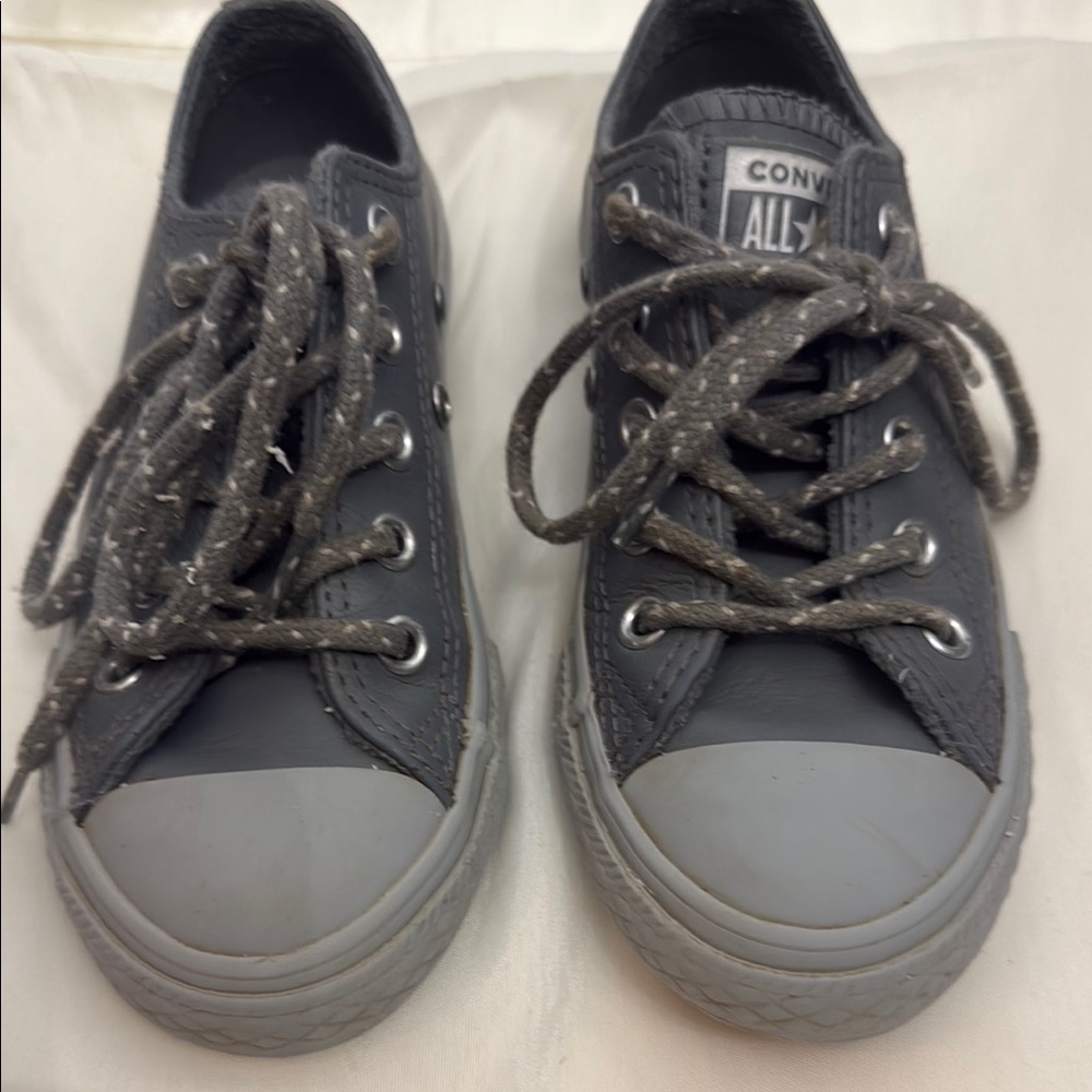Converse Kids' All Leather Gray Sneakers Size 11